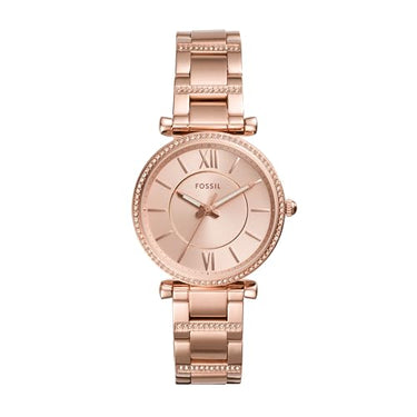 Fossil Damenuhr Carlie, Quarzwerk, 35mm Rose Gold Edelstahlgehäuse mit einem Edelstahlarmband, ES4301 im Sale